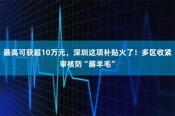 最高可获超10万元，深圳这项补贴火了！多区收紧审核防“薅羊毛”